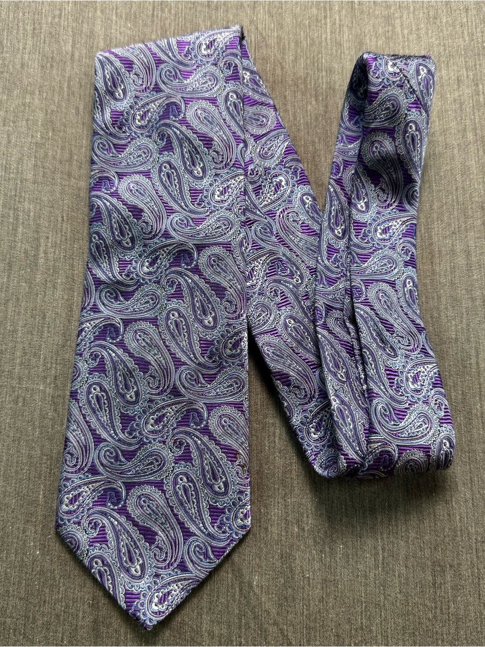 Brooks Brothers Purple and Silver Paisley Silk Tie